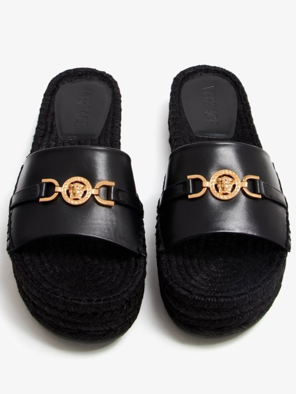 Versace Medusa '95 Espadrille Platform Slide Sandals in black